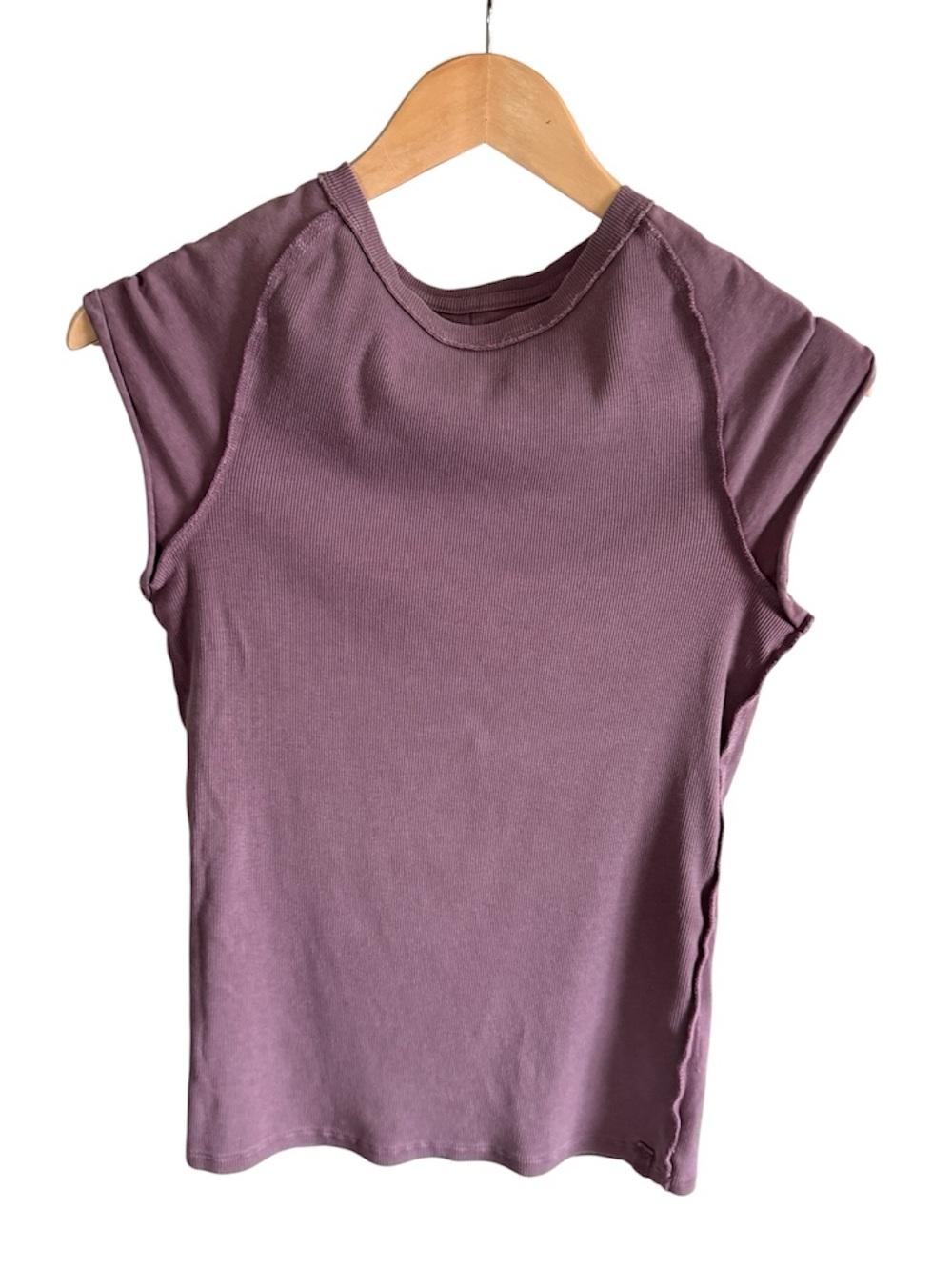 Free People We The Free Women’s Sleeveless Purple Ribbed Crewneck Top T-Shirt L